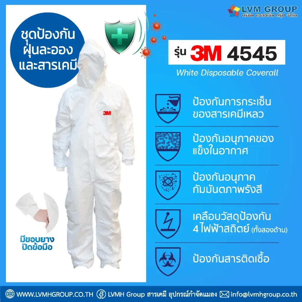 ชุดป้องกันสารเคมี 3M 4545