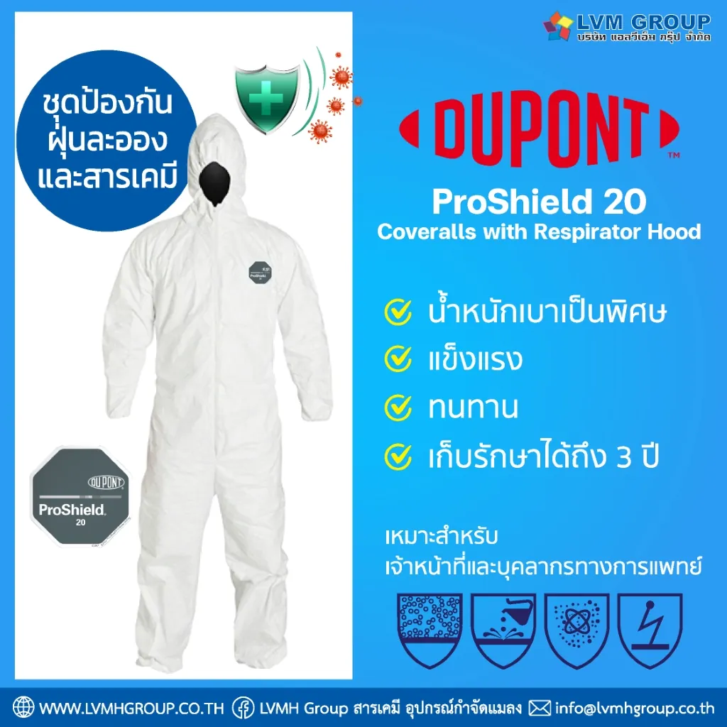 ชุดป้องกันสารเคมี DuPont ProShield 20